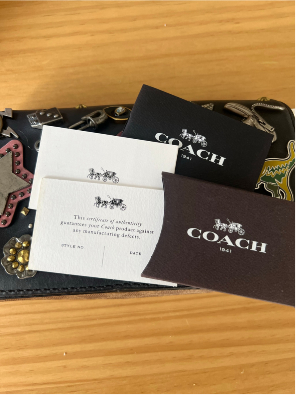 Coach 1941 Black Leather Signature Canvas Souvenir Patch Dinky Crossbody 77916 - Picture 14 of 16